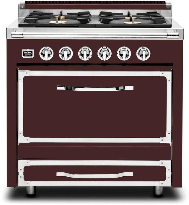 Viking® Tuscany 36" Kalamata Red Dual Fuel Natural Gas Pro-Style Range-0