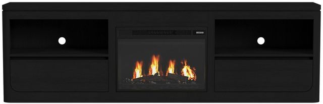 Elements International Rosalie Black 82" TV Console with Fireplace Insert -3