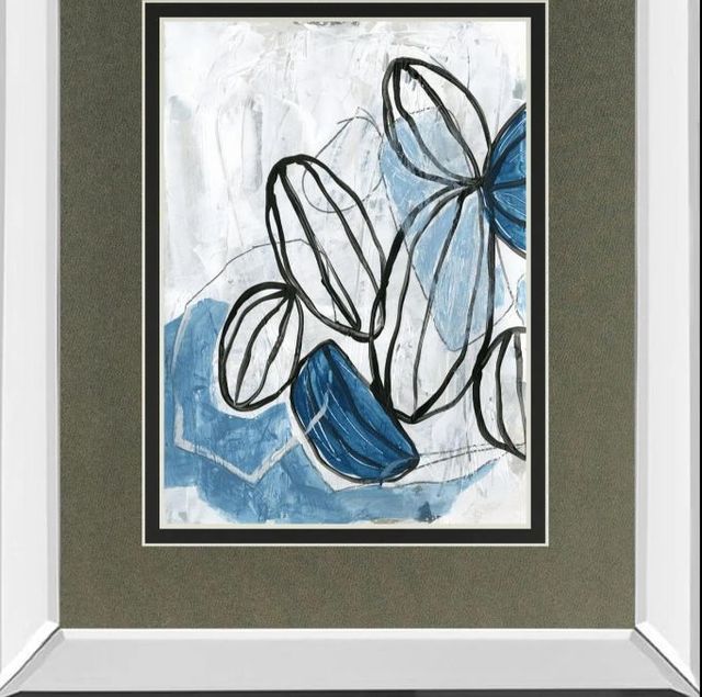 Classy Art Blue Lanterns I by June Erica Vess Mirror Framed Wall Art-1
