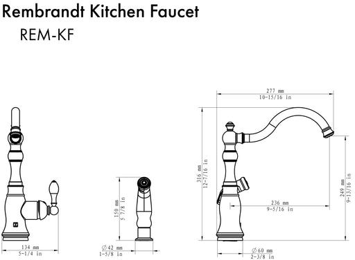 ZLINE Autograph Edition Matte Black Rembrandt Single Handle Kitchen Faucet and Side Sprayer-2