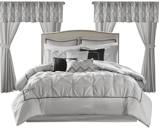 Olliix by Madison Park Essentials 24 Pieces Grey California King Joella Room in a Bag Set-1
