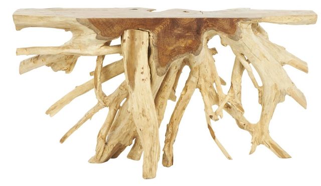 Deco Marche Brown Tree Tunk Teak 60'' Console Table-2