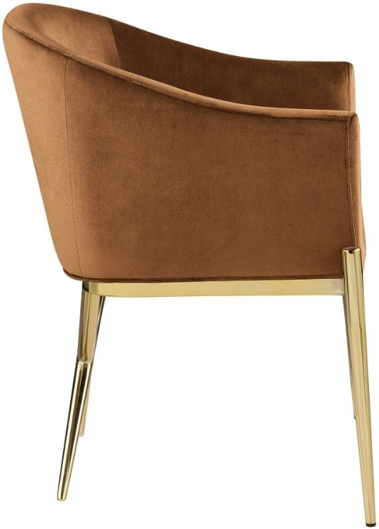 Meridian Furniture Xavier Saddle/Gold Velvet Dining Chair-2