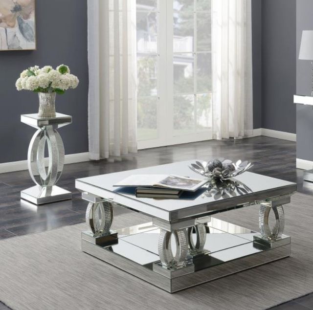 Coaster® Amalia 2-Piece Silver Mirrored Occasional Table Set-7