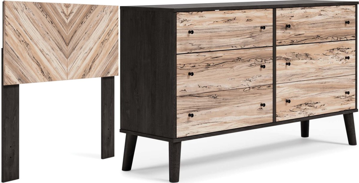 Signature Design by Ashley® Piperton 2-Piece Two-Tone Brown/Black Twin Panel Headboard Bedroom Set