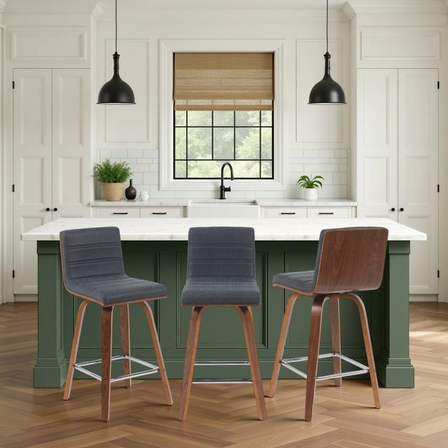 Armen Living Vienna Vintage Black/Walnut Swivel Counter Stool-4