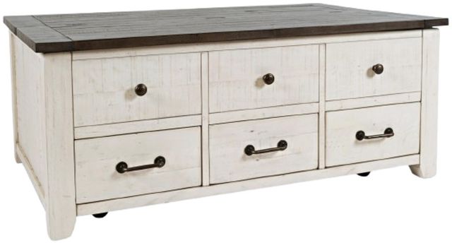 Jofran Inc. Madison County Harris Barnwood Lift Lid Cocktail Table with Vintage White Base-0