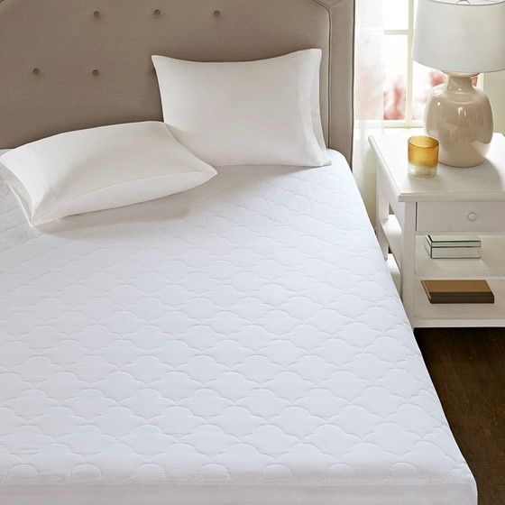 Olliix by Sleep Philosophy White Full All Natural Cotton Percale Quilted Mattress Pad-2