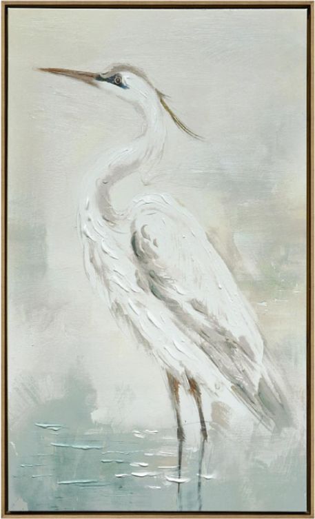 Classy Living Contemplative White Egret Wall Art-0