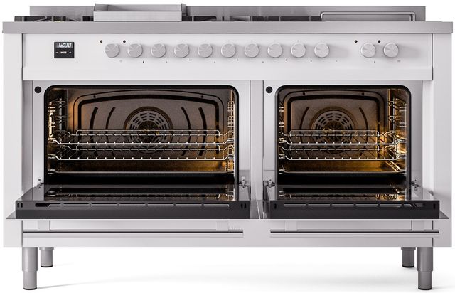 Ilve® Professional Plus II 60" White Pro Style Dual Fuel Range-1