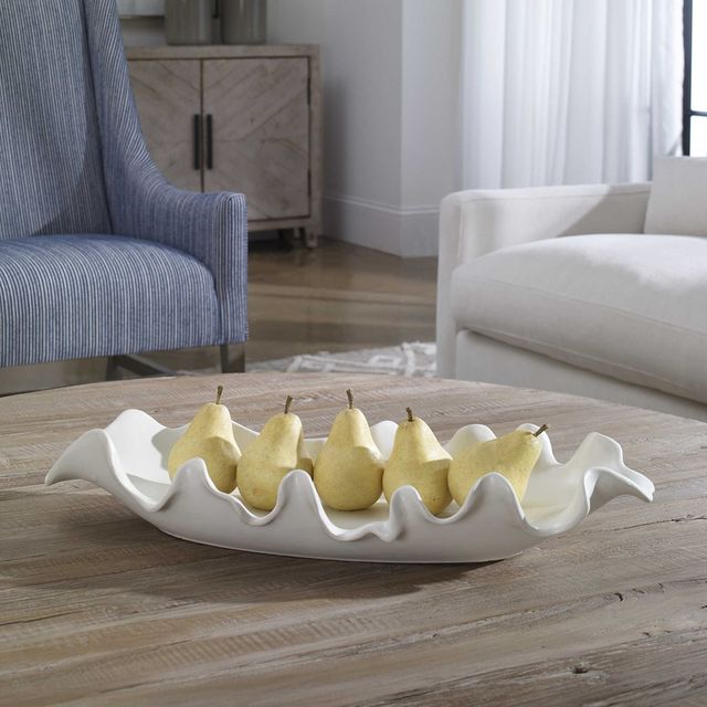 Uttermost® Ruffled Feathers Matte White Bowl-1