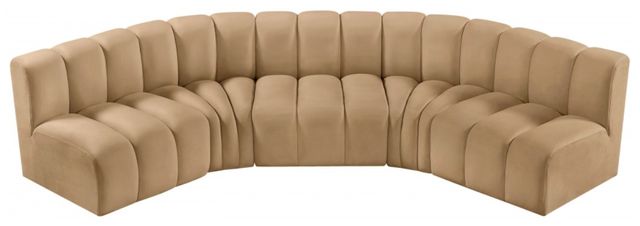 Meridian Furniture Arc 5-Piece Camel Velvet Sectional-1