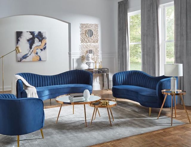 Coaster® Sophia 3-Piece Blue Living Room Set-0