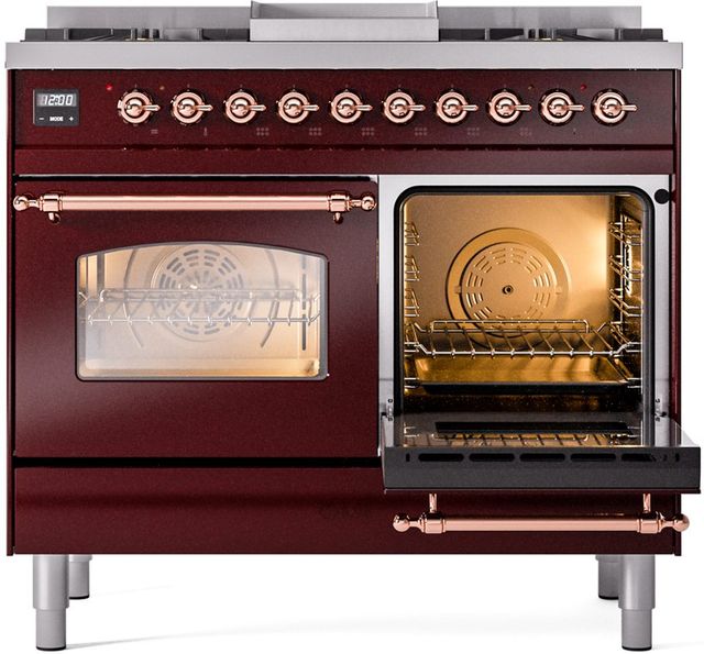 Ilve® Nostalgie II Series 40" Burgundy Pro Style Dual Fuel Range-3