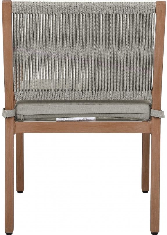 Meridian Furniture Maui Gray/Brown Aluminum Outdoor Dining Arm Chair-2