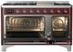 Ilve® Majestic III 48" Burgundy Pro Style Dual Fuel Liquid Propane Range with Triple Glass Door and Chrome Trim-4