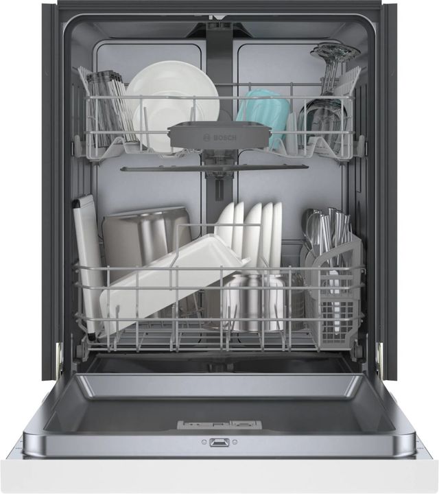 Bosch® 100 Series 24" White Front Control Built-In Dishwasher-4