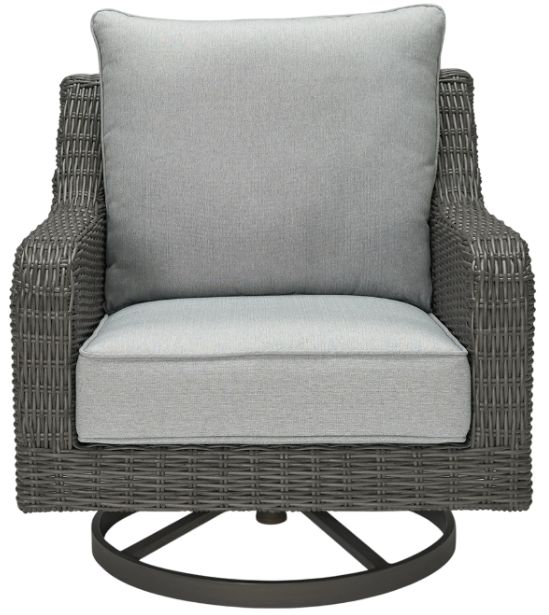 Signature Design by Ashley® Elite Park Gray Aluminum/Resin Wicker Outdoor Swivel Lounge with Cushion-1