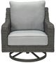 Signature Design by Ashley® Elite Park Gray Aluminum/Resin Wicker Outdoor Swivel Lounge with Cushion-1