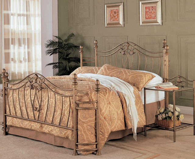 Coaster® Sydney Antique Brushed Gold Eastern King Bed-1