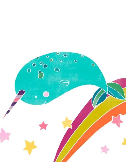 Classy Art Happy Narwals II by June Erica Vess Wall Art-1