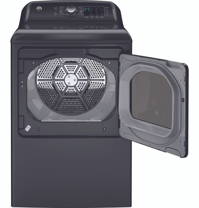 GE® Diamond Gray Agitator Top Load Washer and Gas Dryer Laundry Pairing-3