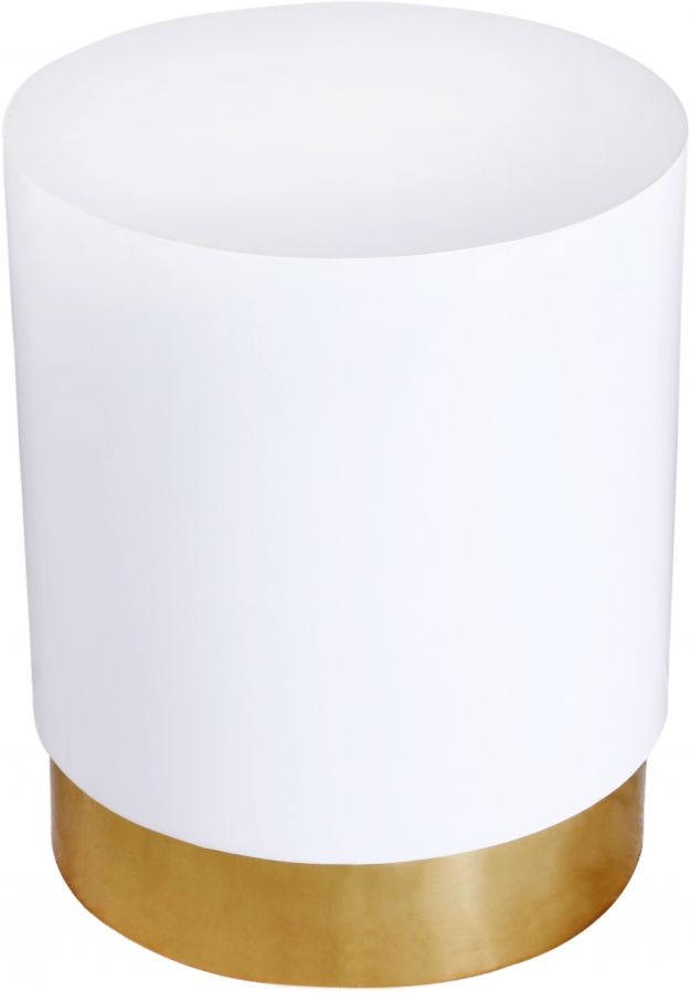 Meridian Furniture Deco White End Table with Gold Base-0