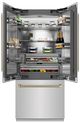 ZLINE Autograph Edition 36 " 19.6 Cu. Ft. Stainless Steel Interior and Champagne Bronze Helix Handles French Door Built-In Bottom Freezer Refrigerator with Water Dispenser and Ice Maker-2