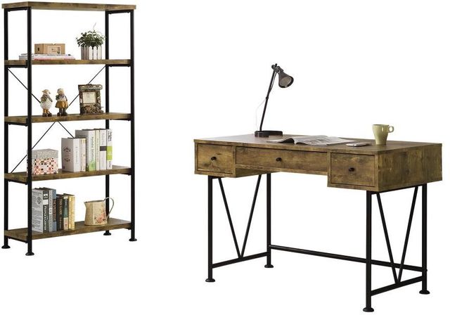 Coaster® Analiese 2-Piece Rustic Nutmeg Office Desk Set-0