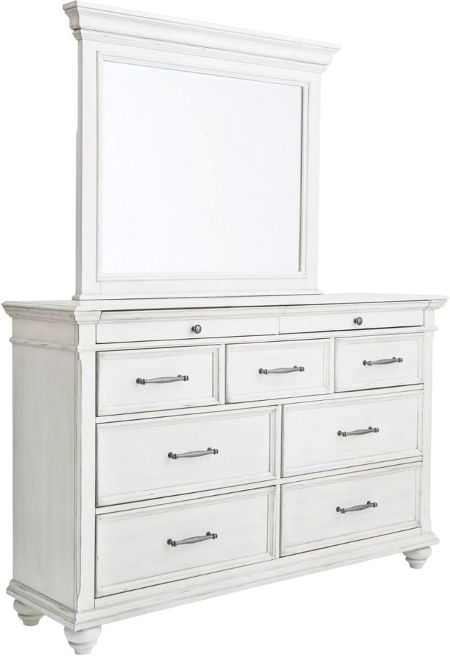Benchcraft® Kanwyn Whitewash Dresser and Mirror