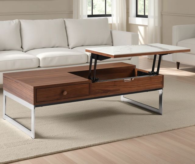 Armen Living Faye Walnut Lift-Top Coffee Table with Dusk Base-1