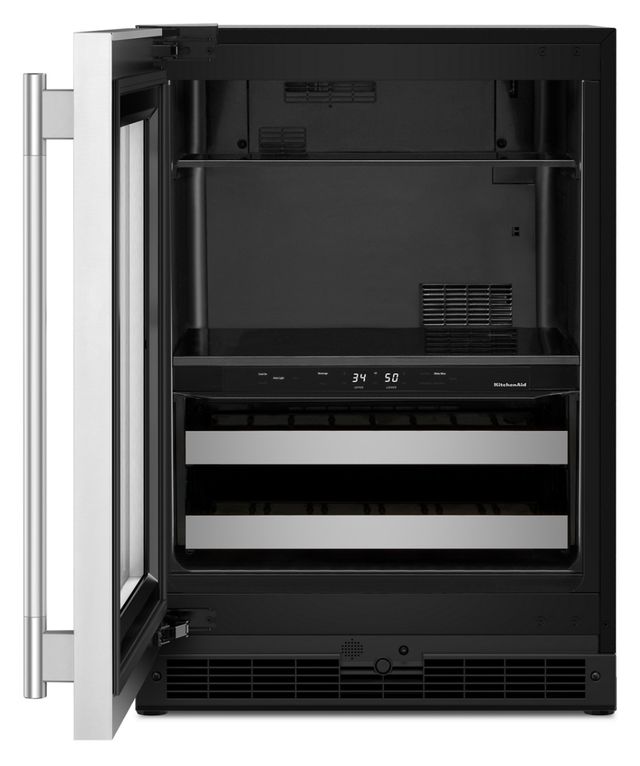 KitchenAid® 24" 4.8 Cu. Ft. Black/Stainless Steel Beverage Center -1