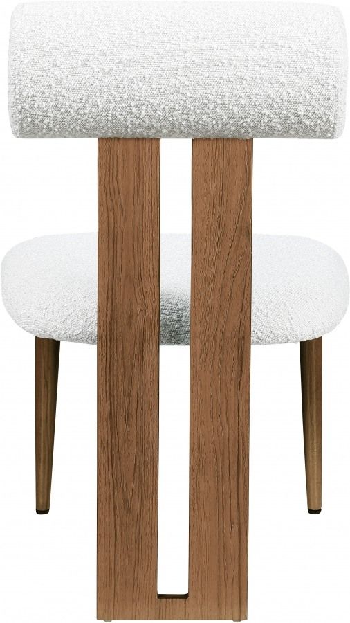 Meridian Furniture Dario Cream/Walnut Boucle Upholstered Dining Chair-3