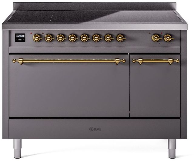 Ilve® Nostalgie II Series 48" Graphite Matte Pro Style Induction Range-0