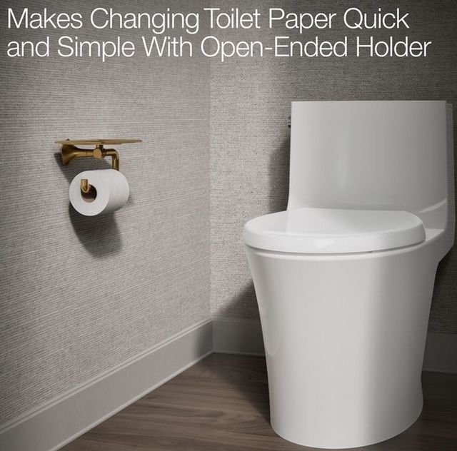 KOHLER® Occasion® Matte Black with Brushed Moderne Brass Toilet Paper Holder with Tray-2