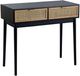 A & B Home Black Console Table with Two Rattan Drawers -0