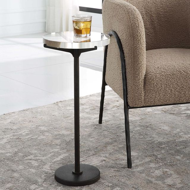 Uttermost® Forge Crystal Top Accent Table with Rustic Brown Base-1