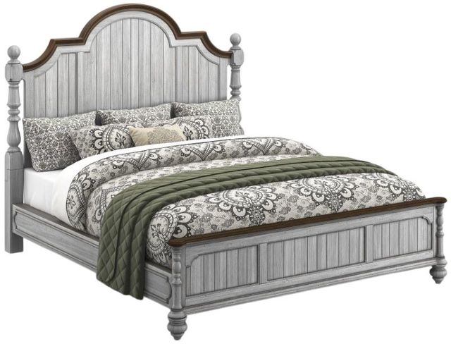 Flexsteel® Plymouth® Distressed Graywash California King Panel Bed-0