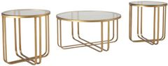 Signature Design by Ashley® Milloton 3-Piece Glass Top Occasional Table Set with Gold Base