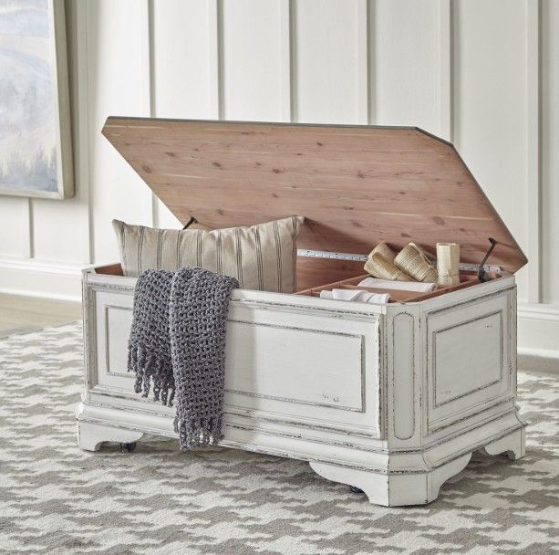 Liberty Furniture Magnolia Manor Antique White/Weathered Bark Storage Trunk-1