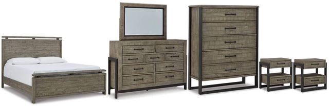 Signature Design by Ashley® Brennagan 6-Piece Gray Queen Panel Bed Set-0