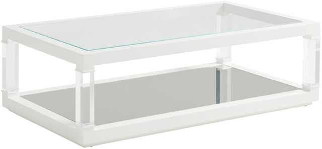 Lexington Home Avondale Riverdale Clear Top Cocktail Table with White Base-0