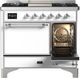 Ilve® Majestic III 40" White Pro Style Dual Fuel Liquid Propane Range with Solid Door and Chrome Trim-3
