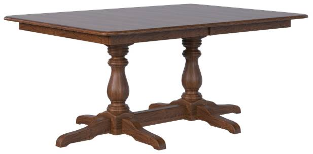 Country View Woodworking Customizable Harwich Elm Top 42" Dining Table with 4-Leaves and Brown Maple Base