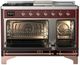 Ilve® Majestic III 48" Burgundy Pro Style Dual Fuel Liquid Propane Range with French Top and Copper Trim-1