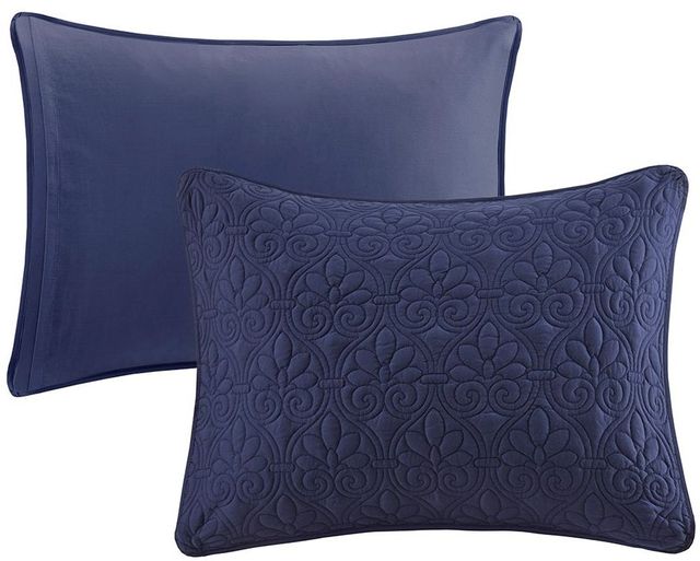 Olliix by Madison Park 3 Piece Navy Queen Quebec Fitted Bedspread Set-1