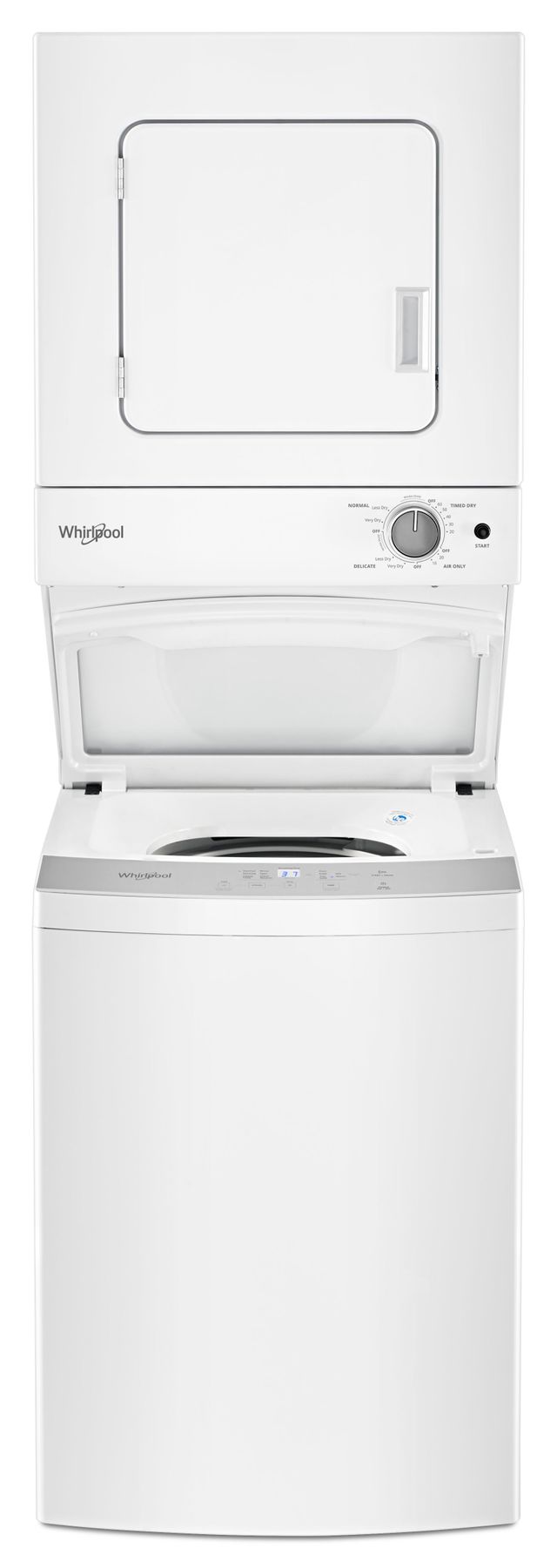 Whirlpool® 1.6 Cu. Ft. Washer, 3.4 Cu. Ft. Dryer White Electric Stacked Laundry-9