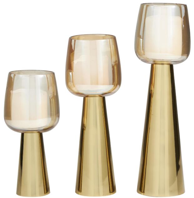 Deco Marche 3-Piece Gold Candle Holder Set-0