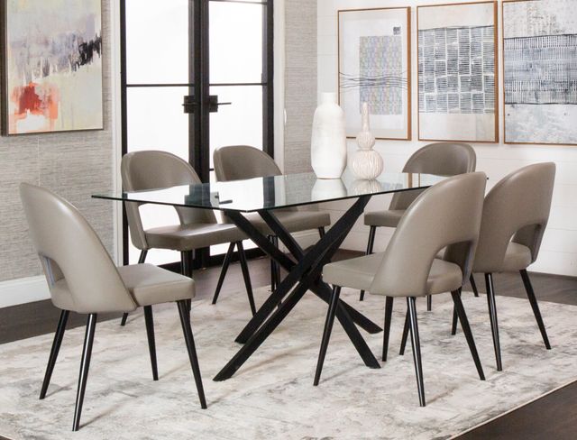 Cramco Lena Glass Top Dining Table with Matte Black Base-1