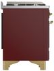 Ilve® Majestic III 36" Burgundy Pro Style Dual Fuel Natural Gas Range with Solid Door and Brass Trim-3